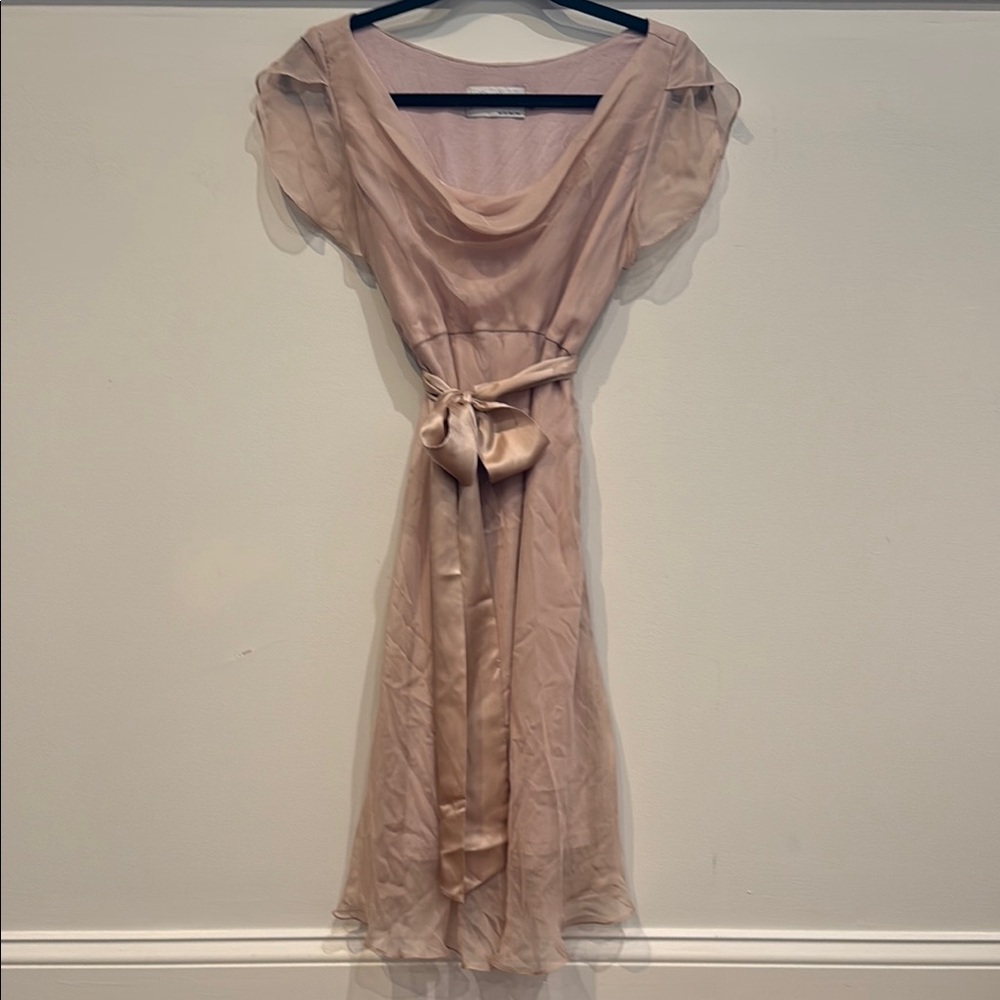 Elegant Shimmer Pink Maternity Dress with Sash